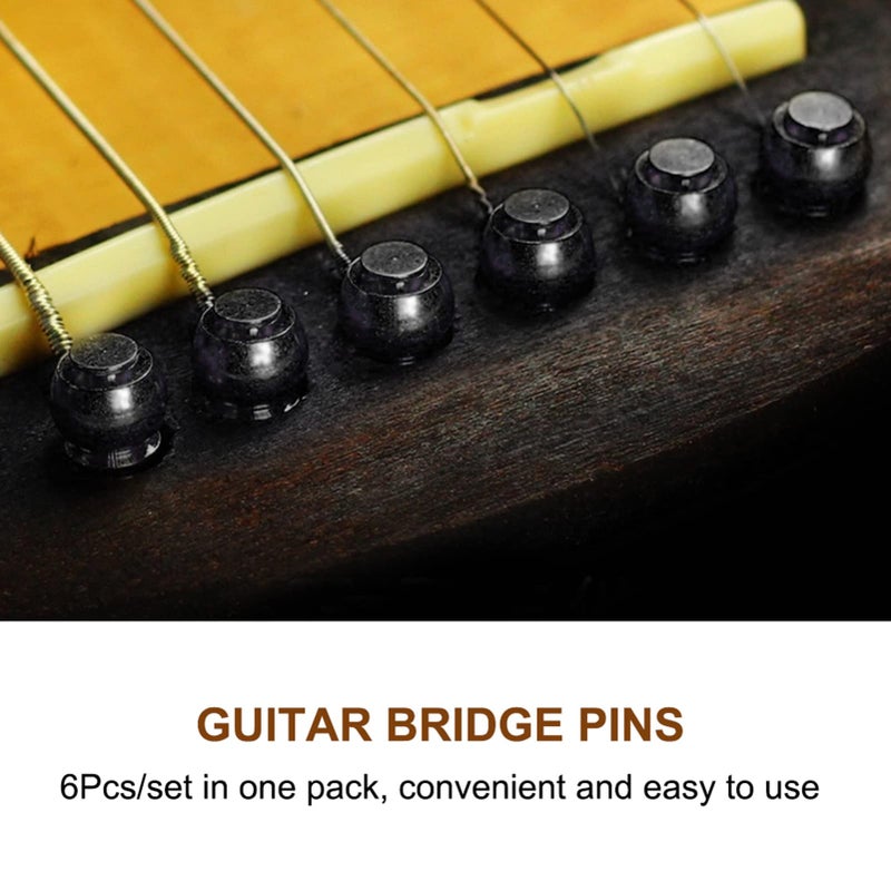 VGEBY 6Pcs Guitar Bridge Pins, Brass Pin Acoustic Guitar Strings Nail Pegs (Black) Ebony Bridge Pins 6 Pacoustic Guitar Strings - Image 3
